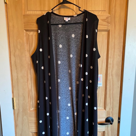 Lularoe black and white polka dot joy vest - Picture 2 of 3